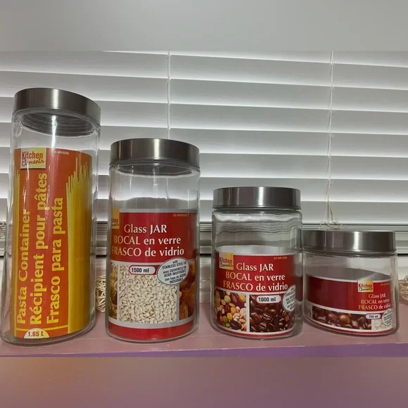 4 Kitchen Elements Containers Silver Glassware - Picture 6 of 6